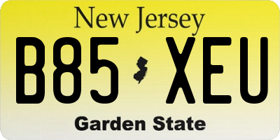 NJ license plate B85XEU