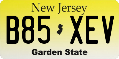 NJ license plate B85XEV