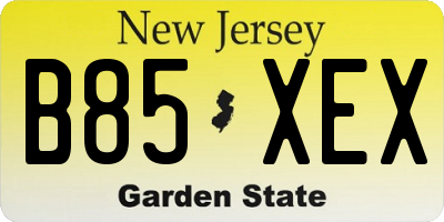 NJ license plate B85XEX