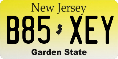 NJ license plate B85XEY