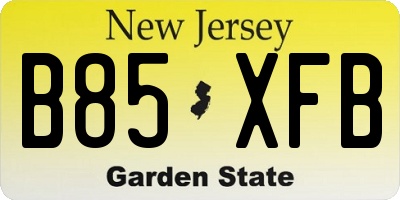 NJ license plate B85XFB