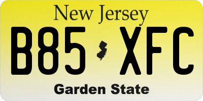 NJ license plate B85XFC