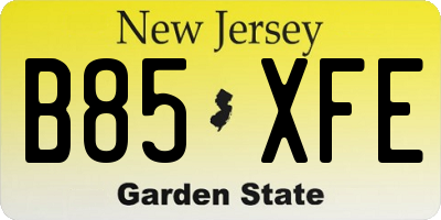 NJ license plate B85XFE