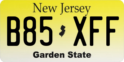 NJ license plate B85XFF
