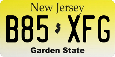NJ license plate B85XFG