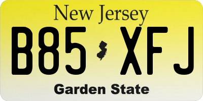 NJ license plate B85XFJ
