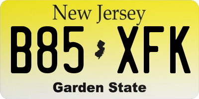 NJ license plate B85XFK