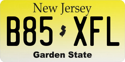 NJ license plate B85XFL