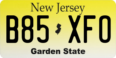 NJ license plate B85XFO