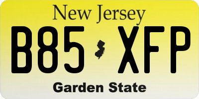 NJ license plate B85XFP