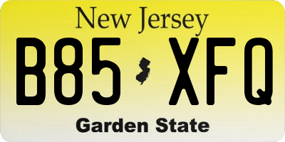 NJ license plate B85XFQ