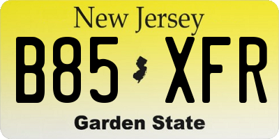 NJ license plate B85XFR