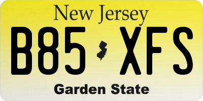 NJ license plate B85XFS