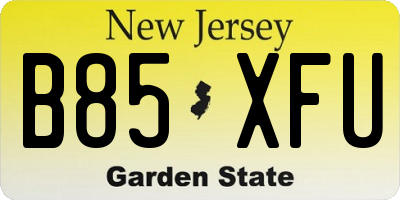 NJ license plate B85XFU