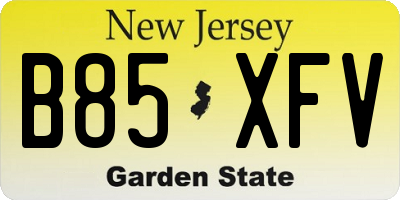 NJ license plate B85XFV