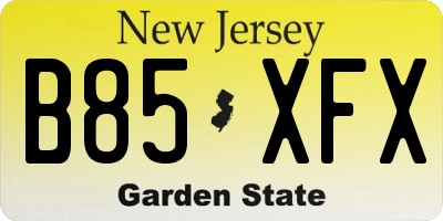 NJ license plate B85XFX