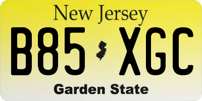NJ license plate B85XGC