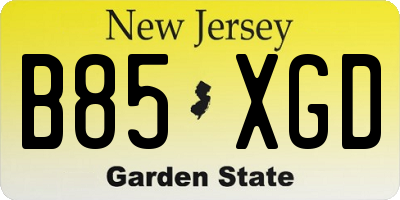 NJ license plate B85XGD