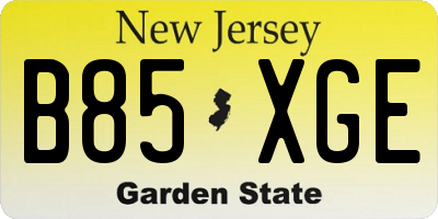 NJ license plate B85XGE