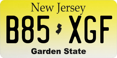 NJ license plate B85XGF