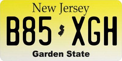 NJ license plate B85XGH