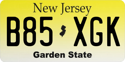 NJ license plate B85XGK
