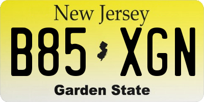 NJ license plate B85XGN