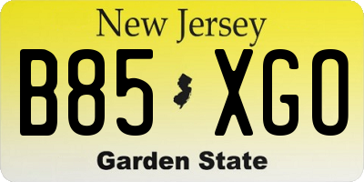NJ license plate B85XGO