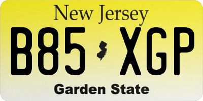 NJ license plate B85XGP