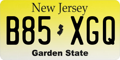 NJ license plate B85XGQ