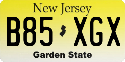 NJ license plate B85XGX