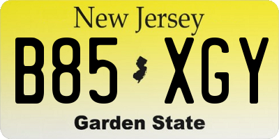 NJ license plate B85XGY