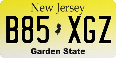 NJ license plate B85XGZ