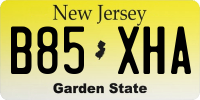 NJ license plate B85XHA