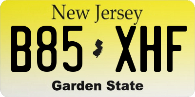NJ license plate B85XHF