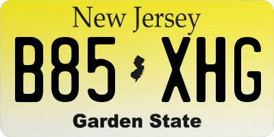 NJ license plate B85XHG