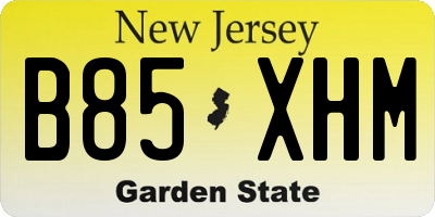 NJ license plate B85XHM