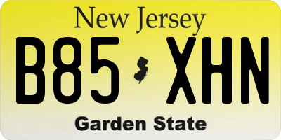 NJ license plate B85XHN