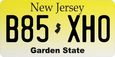 NJ license plate B85XHO