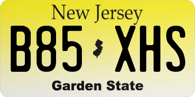 NJ license plate B85XHS