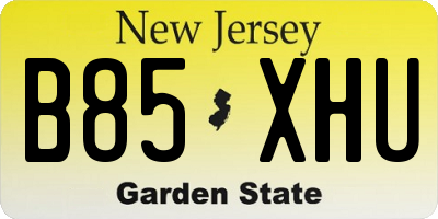 NJ license plate B85XHU