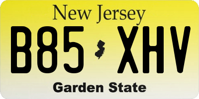 NJ license plate B85XHV