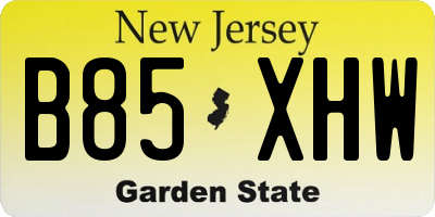 NJ license plate B85XHW