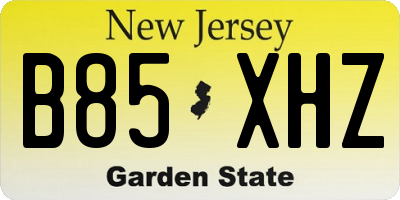 NJ license plate B85XHZ