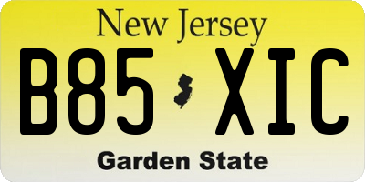 NJ license plate B85XIC