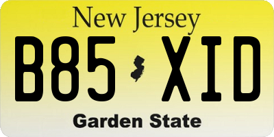 NJ license plate B85XID