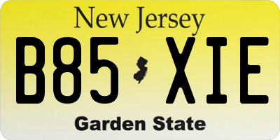 NJ license plate B85XIE