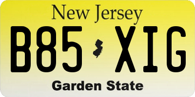 NJ license plate B85XIG
