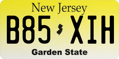 NJ license plate B85XIH