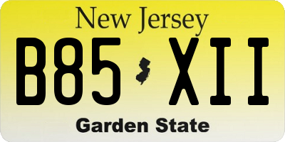 NJ license plate B85XII